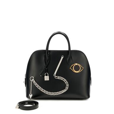 View full screen - View 1 of Lot 76. Black Tadelakt and Shiny Niloticus Lizard 1923 Smile Bolide 30 Gold and Palladium Hardware, 2020.