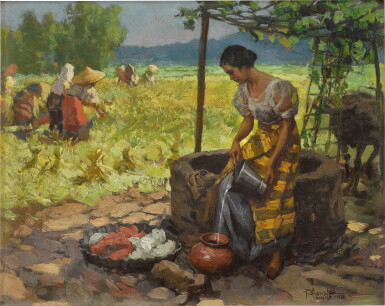 View full screen - View 1 of Lot 227. Fernando Cueto Amorsolo 阿莫索羅 | Harvesting Time 豐收時刻.