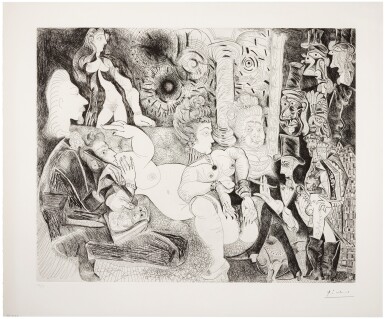 View full screen - View 1 of Lot 110. Peintre à Lavallière dessinant son modèle dans le Cadre de la Maison Tellier (B. 1871; Ba. 1876).