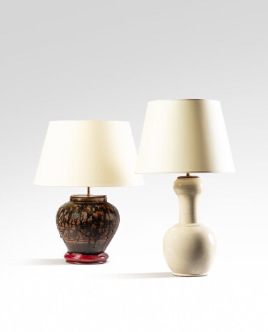 View full screen - View 1 of Lot 116. Two Chinese style ceramic lamps, modern.