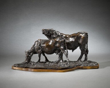 View full screen - View 1 of Lot 24. Vache broutant et Taureau meuglant.