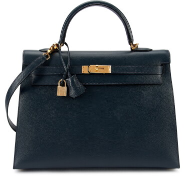 View full screen - View 1 of Lot 7852. Bleu Indigo Epsom Kelly 35 Sellier Gold Hardware, 2000.