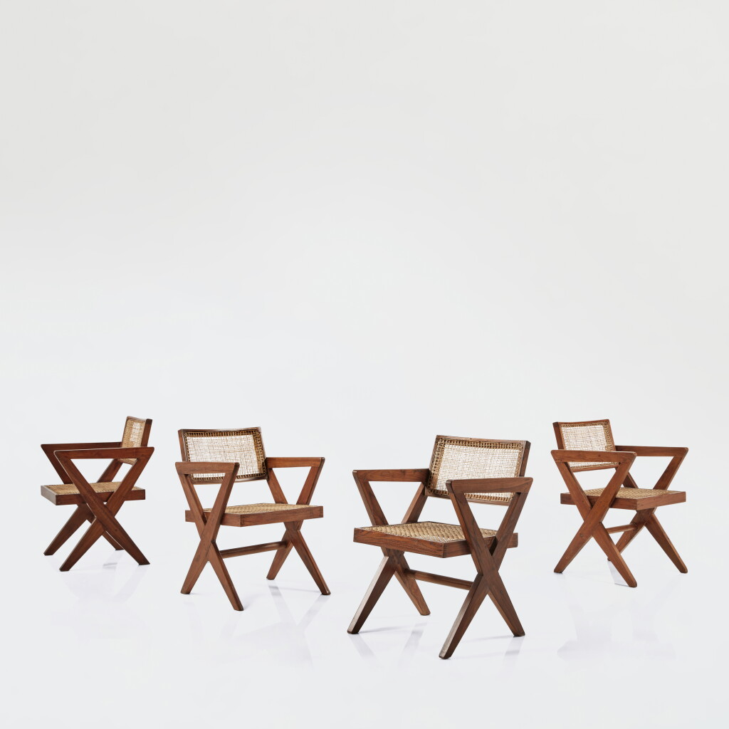 View full screen - View 1 of Lot 117. Four Armchairs from the College of Architecture, Chandigarh.