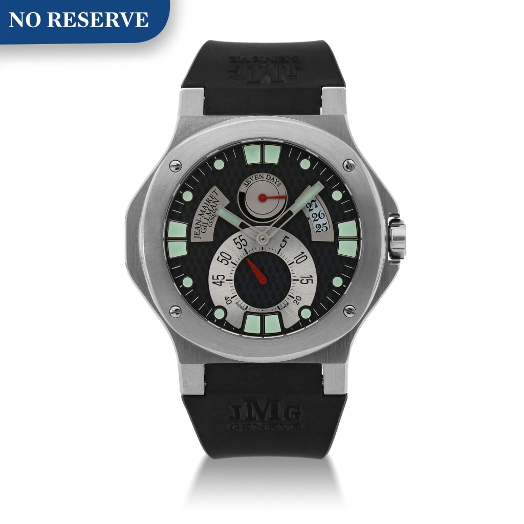 View full screen - View 1 of Lot 69. SEVEN DAY SPORT STAINLESS STEEL WRISTWATCH WITH DATE AND SEVEN DAY POWER RESERVE CIRCA 2005.