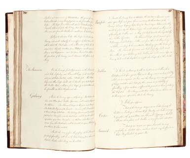 View full screen - View 1 of Lot 55. British Army, 15 manuscript memoranda on military subjects, bound in a volume, 1760s-80s, half calf.