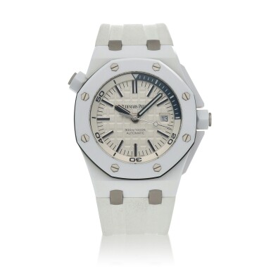 View full screen - View 1 of Lot 22. Royal Oak Offshore Diver, Ref. 15707CB.OO.A010CA.01, White ceramic wristwatch with date Circa 2015 | 愛彼 | 15707CB.OO.A010CA.01型號「Royal Oak Offshore Diver」白色陶瓷腕錶備日期顯示,約2015年製.