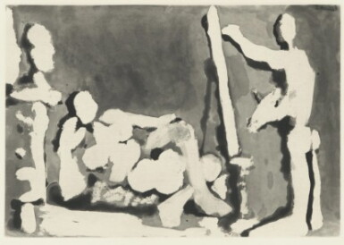 View full screen - View of Peintre et modèle avec une sculpture. II (B. 1156; Ba. 1144).
