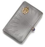 A Fabergé jewelled silver and guilloché enamel presentation cigarette case, workmaster Anders Nevalainen, St Petersburg, 1899-1903