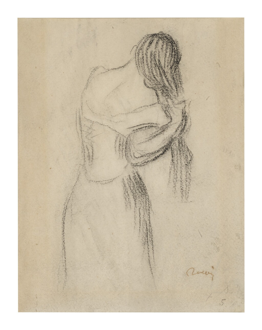 View full screen - View 1 of Lot 9. PIERRE-AUGUSTE RENOIR | FEMME SE COIFFANT (FRAGMENT).