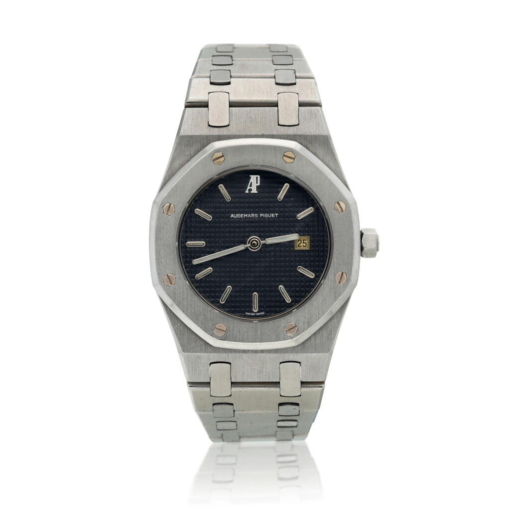 View full screen - View 1 of Lot 134. Reference 6048ST Royal Oak, A stainless steel wristwatch with date and bracelet, Circa 1980.