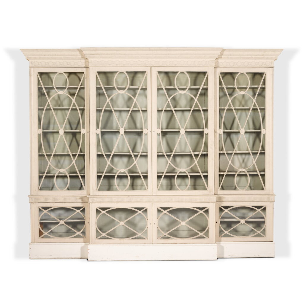 View full screen - View 1 of Lot 177. A George III painted breakfront bookcase, circa 1775.