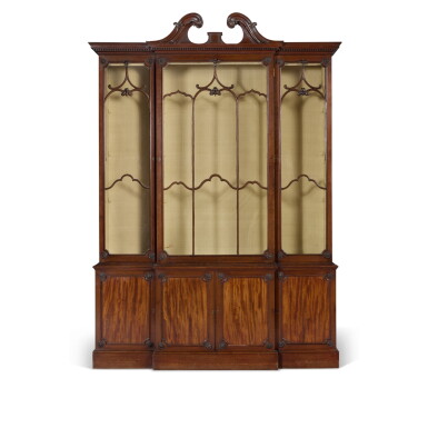 View full screen - View 1 of Lot 65. A George III Mahogany Breakfront Bookcase in the manner of Thomas Chippendale, Circa 1775.