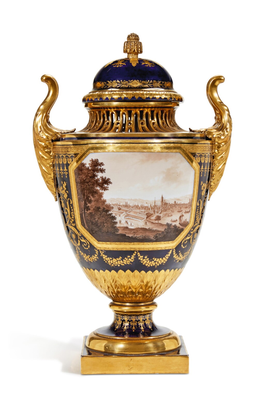 View full screen - View 1 of Lot 82. A VIENNA TWO-HANDLED POT-POURRI VASE AND COVER, 1796.