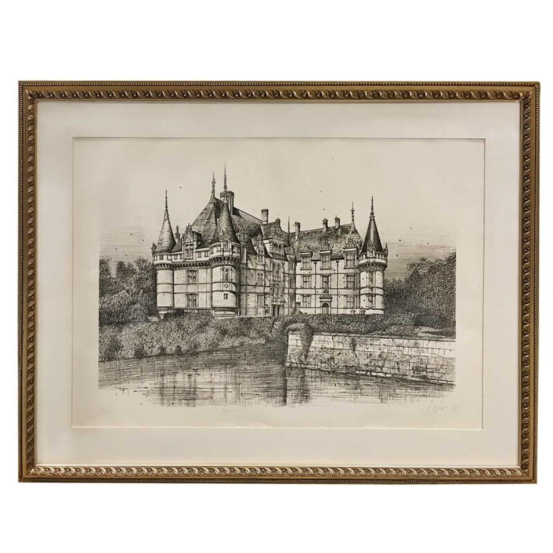 Chateau d/'Azay-le-Rideau 23.25/" x 33/" Poster Realism Gray White