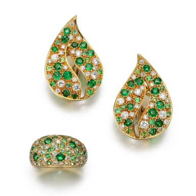 View full screen - View 1 of Lot 125. Cassandra Goad | Tsavorite garnet and diamond demi-parure, 2003.