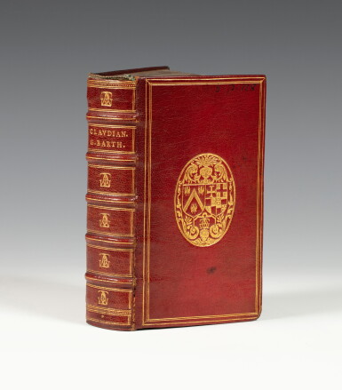 View full screen - View 1 of Lot 13. Claudiani Poetae praegloriosissimi... Hanovre, 1612. In-8. Maroquin rouge aux armes de J.-A. de Thou..