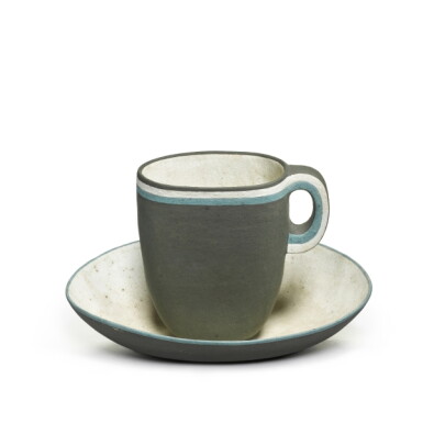 View full screen - View 1 of Lot 520. A Rare Elliptical Cup and Saucer.