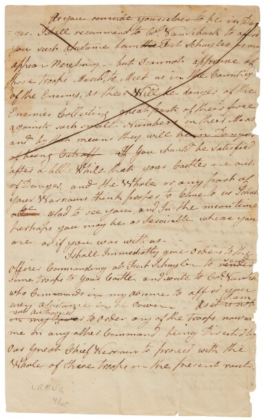 View full screen - View 1 of Lot 40. Clinton, James. An entreaty to Native American tribes in advance of the Sullivan Expedition.