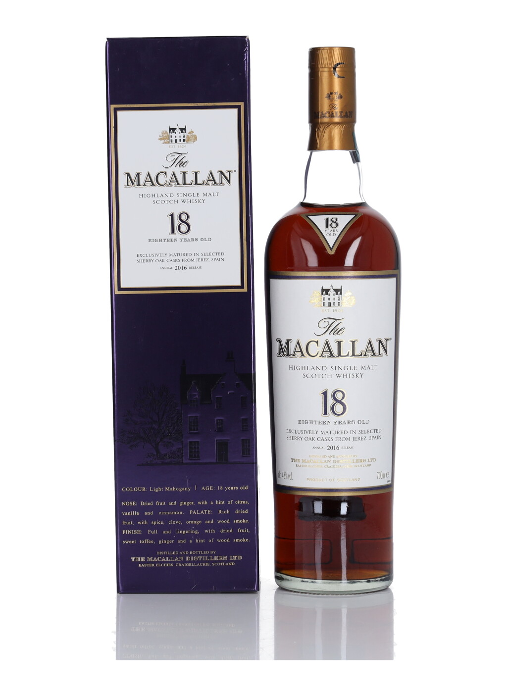 View full screen - View 1 of Lot 32. The Macallan 18 Year Old Sherry Oak 43.0 abv NV (1 Bottle 70cl).