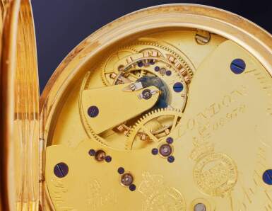 View full screen - View 1 of Lot 45. A yellow gold open-faced keyless lever six-minute tourbillon watch with Kew A ‘Especially Good’ rating, No. 08978, 1905.
