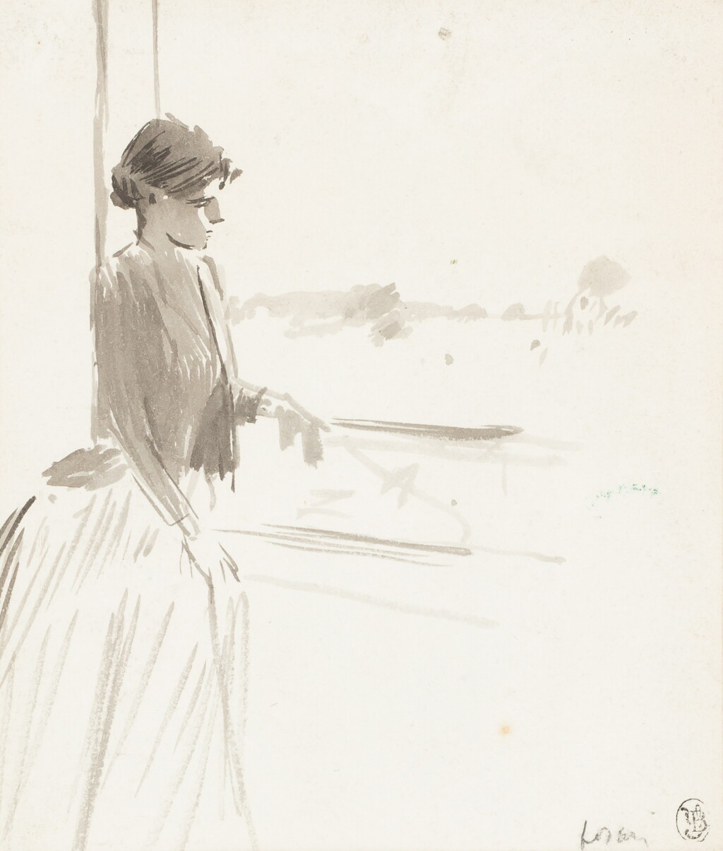 View full screen - View 1 of Lot 149. Woman at her window; A sketch for a Lady | Femme à la fenêtre ; Etude de femme.