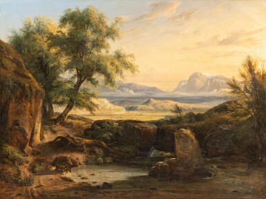 View full screen - View 1 of Lot 153. A lake landscape | Paysage lacustre.