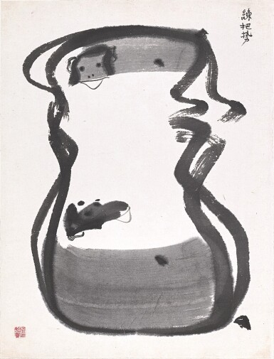 View full screen - View 1 of Lot 3215. 陳其寬 Chen Qikuan (Chen Chi-Kwan,1921-2007) | 練把勢 Acrobatic Monkeys.