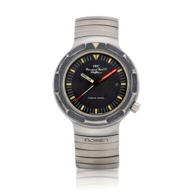 View full screen - View 1 of Lot 8235. Ocean 2000 bund, Reference 3509 | A titanium bracelet watch with date, in collaboration with Porsche Design, Circa 1983 | 萬國 | Ocean 2000 bund 型號3509 鈦金屬鏈帶腕錶,備日期顯示,與 Porsche Design 合製,約1983年製.