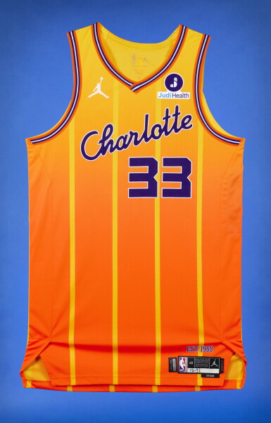 View full screen - View 1 of Lot 33. Liam McNeeley Charlotte Hornets 2025-2026 Game Worn City Edition Jersey.