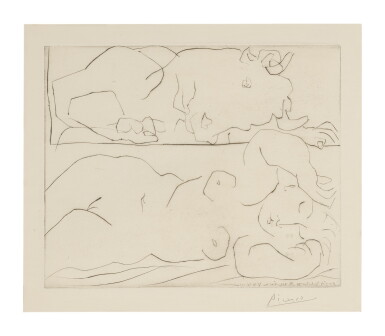 View full screen - View 1 of Lot 28. PABLO PICASSO | MINOTAURE CONTEMPLANT AMOUREUSEMENT UNE DORMEUSE (BLOCH 261; BAER 371).