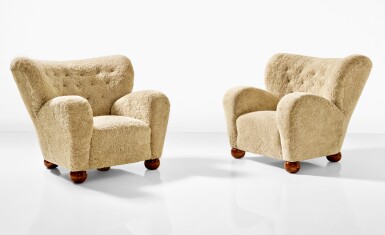 View full screen - View 1 of Lot 97. MÄRTA BLOMSTEDT | PAIR OF EASY ARMCHAIRS.