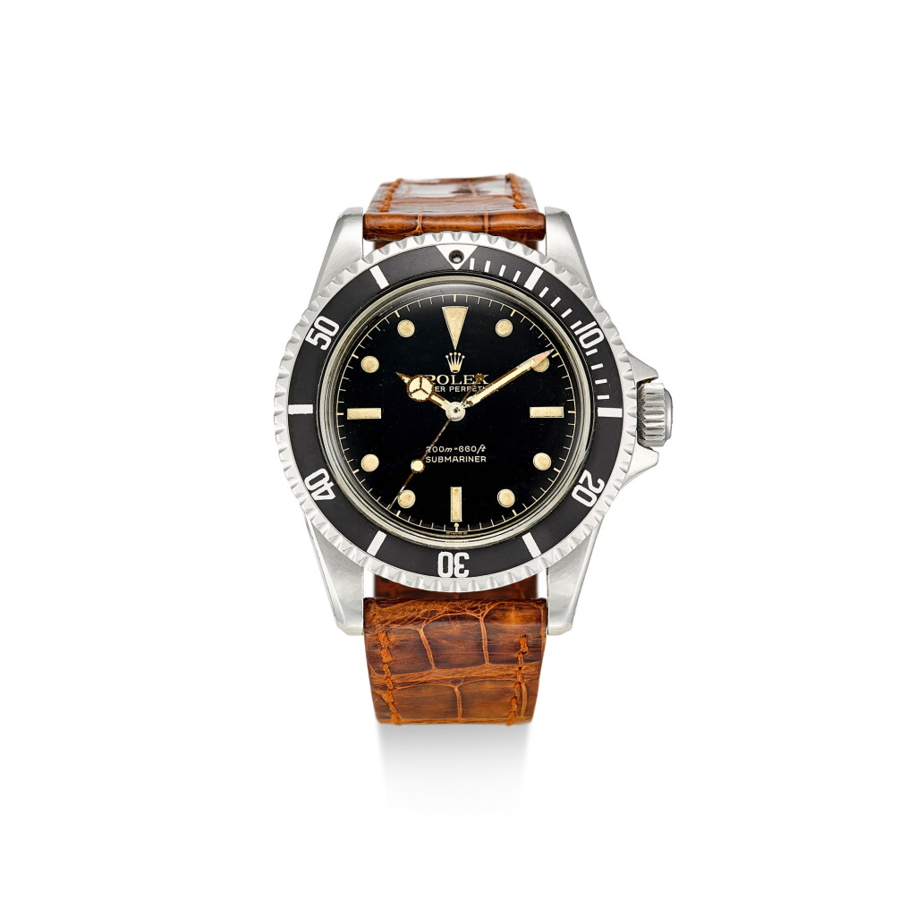 View full screen - View 1 of Lot 502. ROLEX | SUBMARINER, REFERENCE 5512, A STAINLESS STEEL WRISTWATCH WITH POINTED CROWN GUARD, GILT AND EXCLAMATION MARK DIAL, CIRCA 1961.