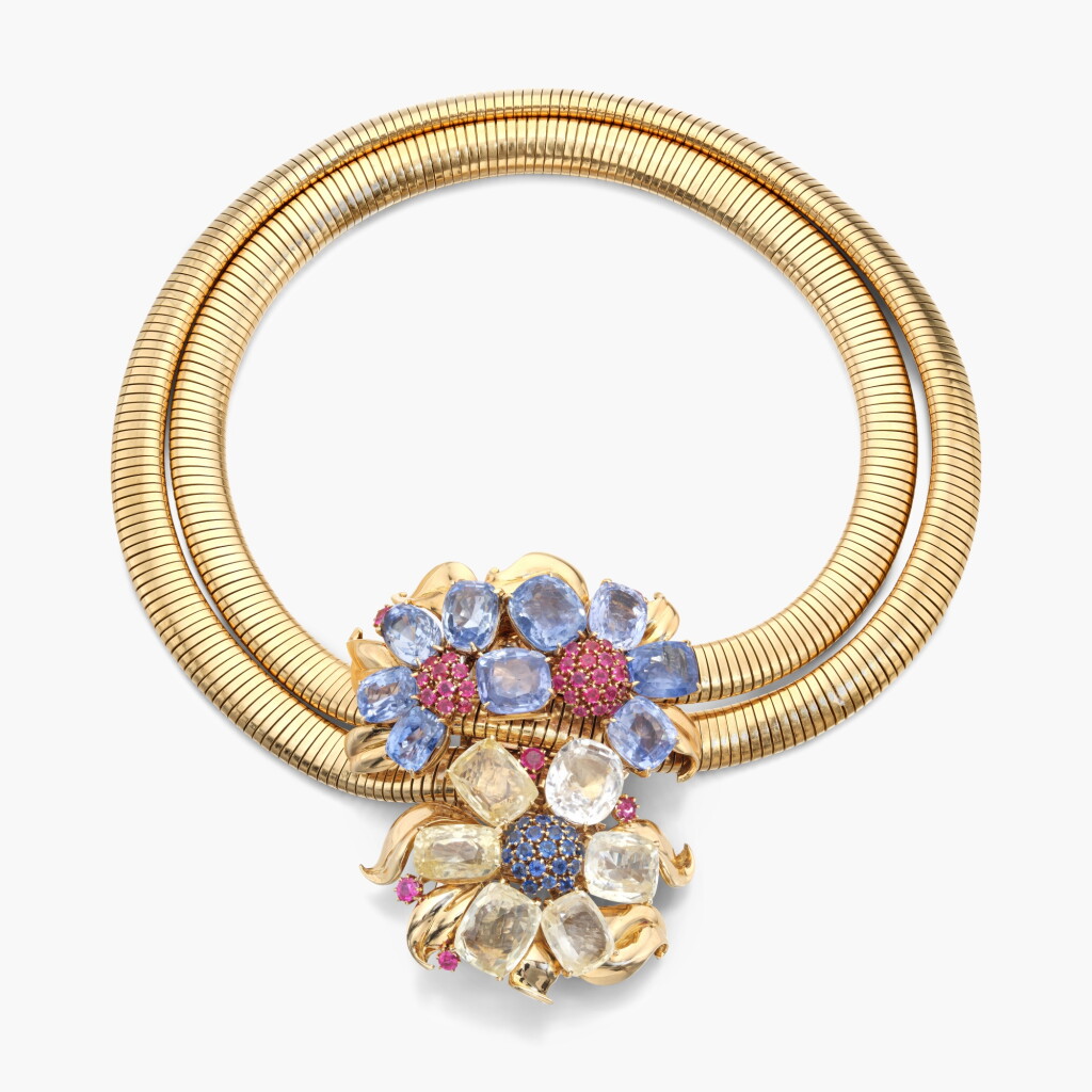View full screen - View 1 of Lot 1041. Transformable Gold, Sapphire, Yellow Sapphire and Ruby ‘Passe-Partout’ Set.