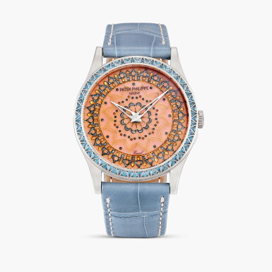 View full screen - View 1 of Lot 2404. Mandalas, Reference 5089/300G-001 | A limited edition white gold and blue topaz-set wristwatch with cloisonné enamel dial, Circa 2024.