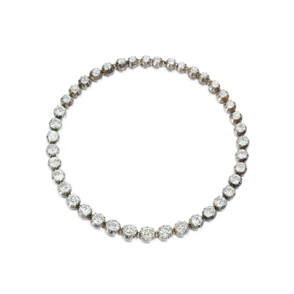View full screen - View 1 of Lot 1083. Fine diamond rivière necklace, late 19th century.