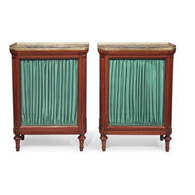 View full screen - View 1 of Lot 127. A Pair of Louis XVI Mahogany Side Cabinets by Jean-François Leleu, Second Half 18th Century.