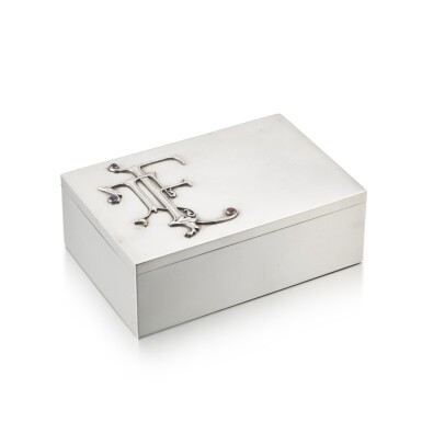 View full screen - View 1 of Lot 261. A Fabergé gem-set parcel-gilt silver cigar box, Moscow, 1899-1908.