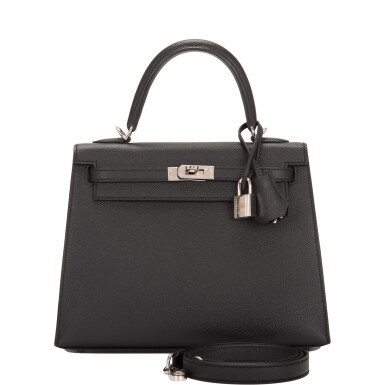 View full screen - View 1 of Lot 29. Hermès Black Epsom Sellier Kelly 25cm PHW.