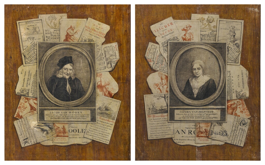 View full screen - View 1 of Lot 246. A trompe l'œil with a portrait of Jacob van Hoorn; and a trompe l'œil with a portrait of Jacoba van Selstede.