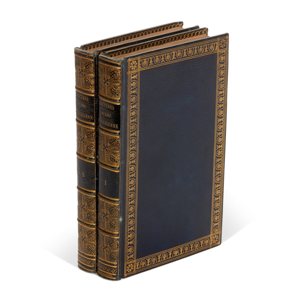 View full screen - View 1 of Lot 131. Grafigny, Lettres d'une Péruvienne, Paris, 1797, 2 volumes, blue morocco gilt by Simier, Béraldi copy.
