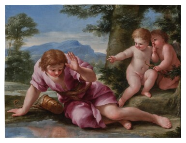 View full screen - View 1 of Lot 509. Narcissus gazing at his own reflection.