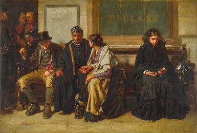 View full screen - View 1 of Lot 117. Leaving home – a seat in a railway station – third class.