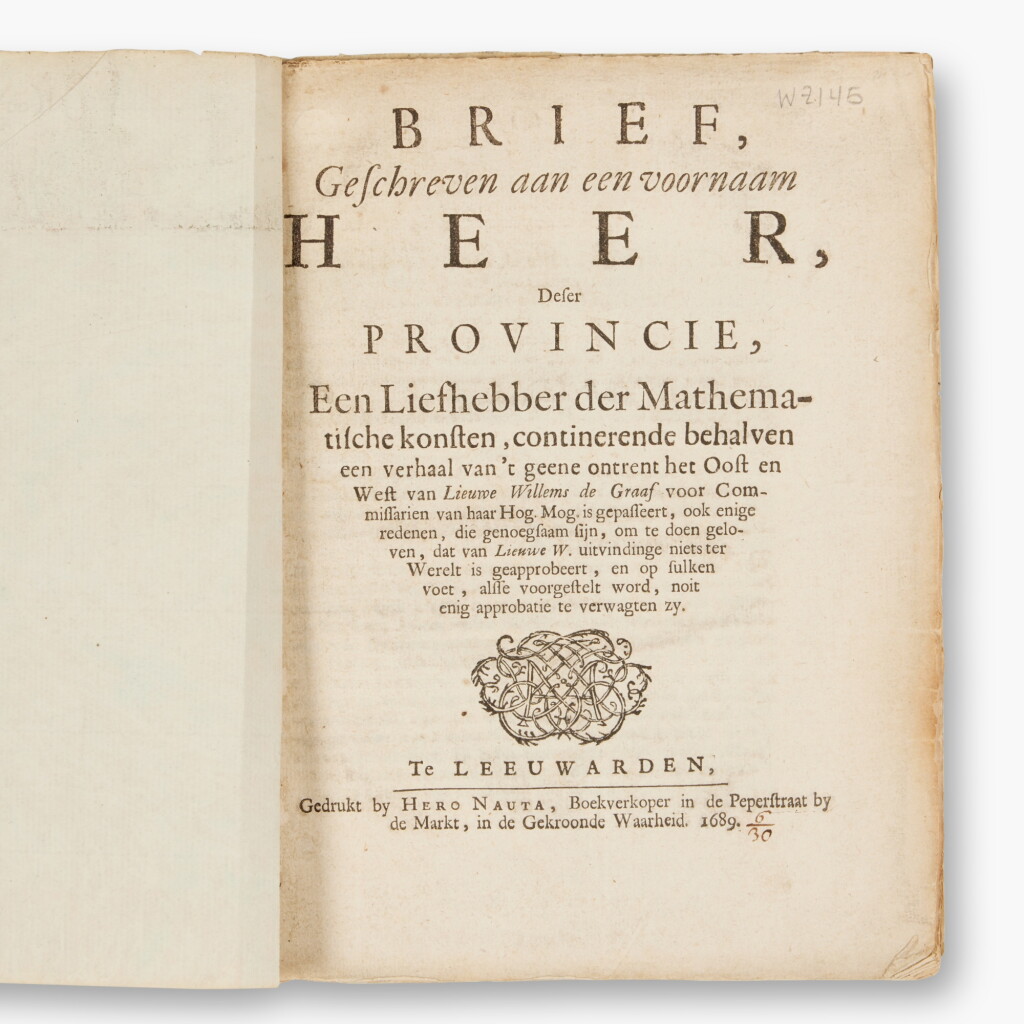 View full screen - View 1 of Lot 95. Fullenius, Bernhardus | Geschreven aan een voornnam Heer..., Leeuwarden, 1689 .