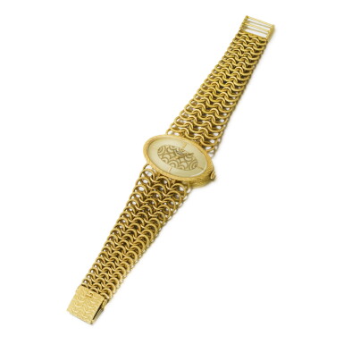 View full screen - View 1 of Lot 351. Sarcar | Montre bracelet de dame or | Lady's gold bracelet watch.