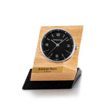 View full screen - View 1 of Lot 8011. Code 11.59 | A stainless steel alarm desk clock with wooden stand, Circa 2019 | 愛彼 | Code 11.59 | 精鋼鬧鐘,備木製展示座,約2019年製.
