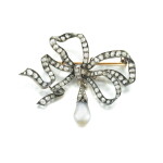 Broche perle fine et diamants