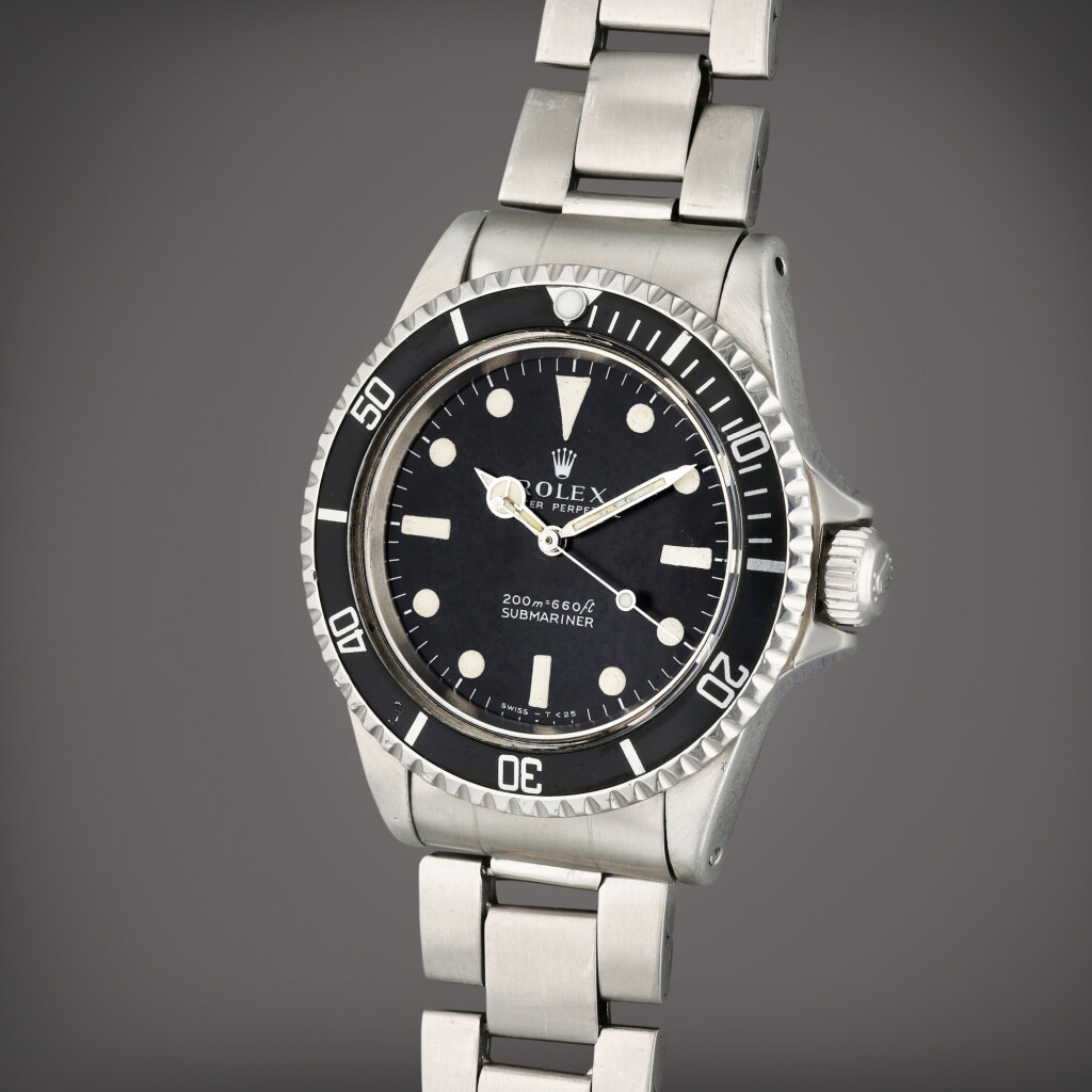 View full screen - View 1 of Lot 513. Reference 5513 Submariner | A stainless steel automatic wristwatch with bracelet, Circa 1973.