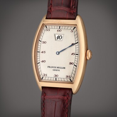 View full screen - View 1 of Lot 394. Reference 2852 HS | A pink gold jump hour wristwatch, Circa 2000.
