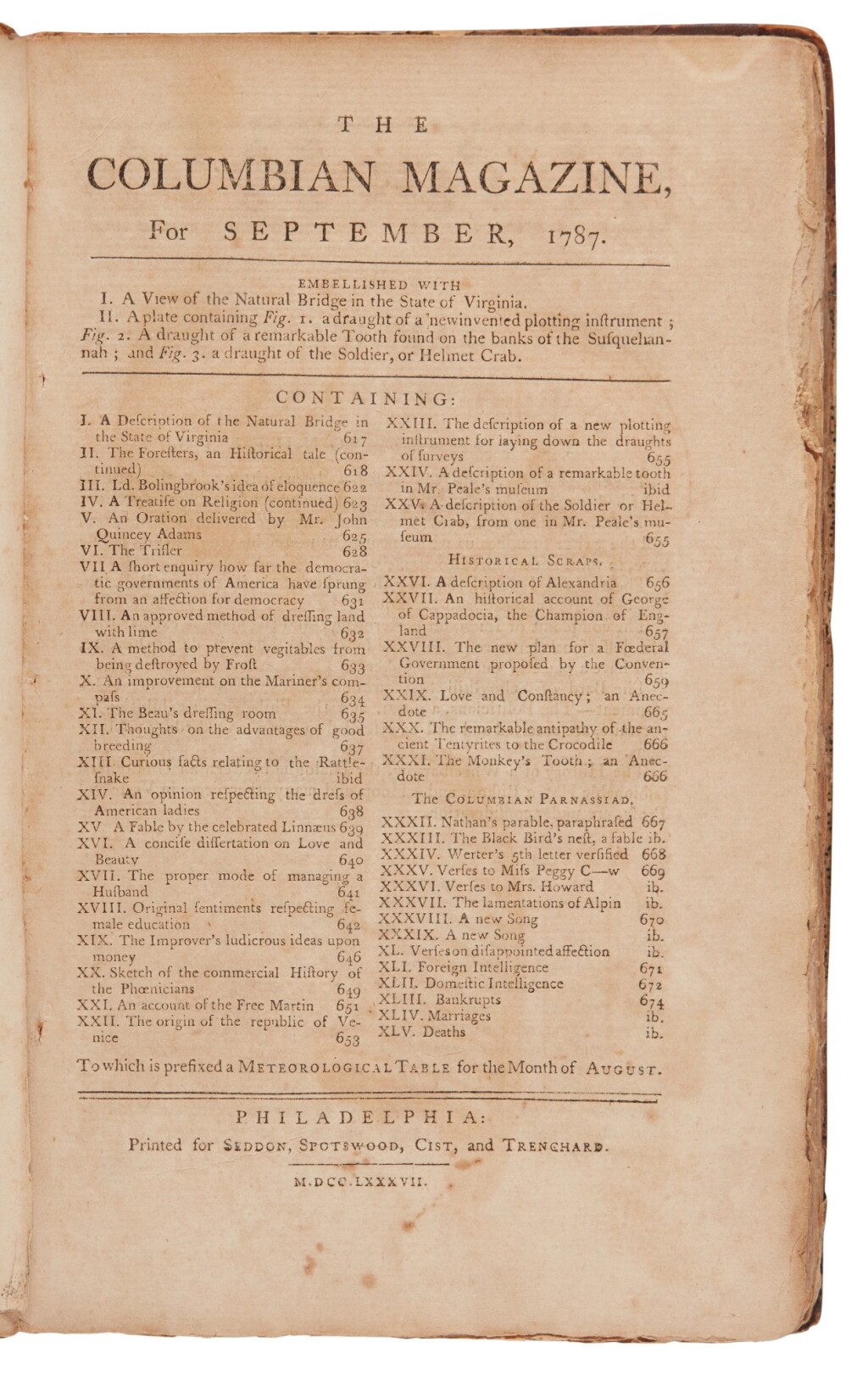 View full screen - View 1 of Lot 227. United States Constitution | The Columbian Magazine printing of the Constitution, with three other issues.