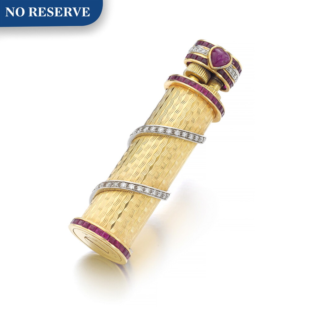 View full screen - View 1 of Lot 1152. Ruby, diamond and gold lighter.